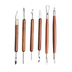 S & E TEACHER'S EDITION 6 Pcs Pottery & Clay Sculpting Tools, Double-Sided, Smooth Wooden Handles. - size: 6 PCS
