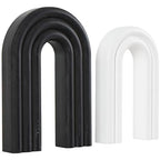 CosmoLiving by Cosmopolitan Wooden Geometric Decorative Sculpture Layered Arch Home Decor Statues, Set of 2 Accent Figurines 9", 7"H, Black
