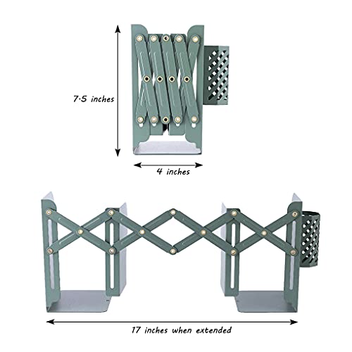 Metal Iron Book Ends Adjustable Bookends Nonskid Book Ends for Heavy Book Holder Heavy Duty Bookends Bookcase Desktop Book Organizer Binder Holde (Green)