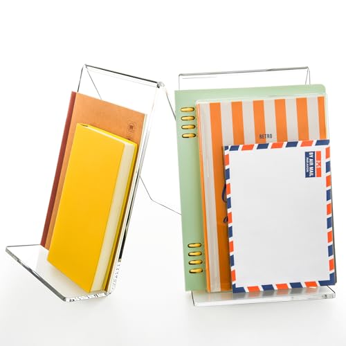 Acrylic Book Stand, Book Display Holder 6 x 9, Clear Acrylic Display Easel Transparent Display Stand Holder Tablet Holder for Album, CD, Magazine, Picture, Plate, Artworks, Phone, (2-Pack) - size: 2-Pack (6" x 9")