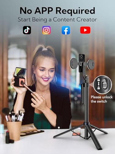 USKEYVISION Auto Face Tracking Tripod 360 Rotation,Phone Tripod for iPhone w/Fill Light,Selfie Stick for iPhone w/Remote Control,70” Phone Holder Video Recording for Content Creators TikTok(UTK-02) - size: UTK-02(with 2 fill lights)
