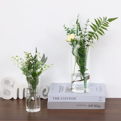 Fixwal 48pcs Clear Glass Cylinder Vases, 4, 6, 8, 10 Inch Tall Cylinder Vases for Centerpieces, Glass Flower Vase, Floating Candle Holder Vase for Table Shelf, Party, Wedding, Home Decor - size: 48pcs