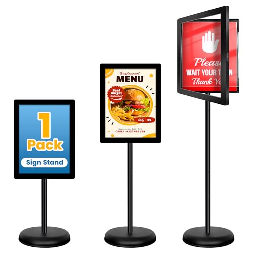 Sign Holder Stand 8.5x11 Inch - Pedestal Floor Standing Sign Holder with Adjustable 360° Rotating Display, Standing & Poster Sign Stand for Business, Mall, Schools, Restaurants – 1 Pack - color: Black, size: Sign Holder Stand 8.5x11 – 1 Pack