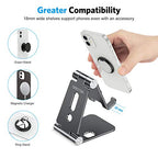 OMOTON Foldable Cell Phone Stand, C4 Portable Aluminum Phone Holder, Adjustable Phone Dock Cradle Compatible with iPhone 17/16/15 Pro Max, Samsung Galaxy, Small Tablets and Other Phones, Black - color: Black