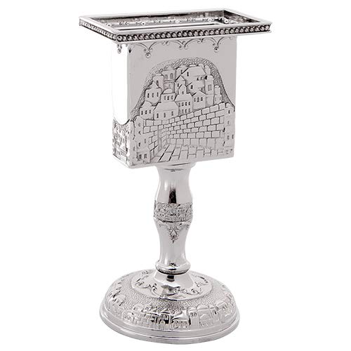 Nickel Havdalah Candle Holder 5.6 Inches Octagon Havdalah Candle Holder, Elegant Jewish Hanukkah Candleholder Stand - color: Octagon Havdalah 2