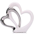 LCCCK Dubble Heart Statue Sculpture - Ceramic Heart Figurines Porcelain, Modern Love Statues Couple Romantic Bedroom Table Mantel Decor - Wedding Valentine Day Ornament