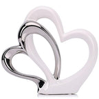 LCCCK Dubble Heart Statue Sculpture - Ceramic Heart Figurines Porcelain, Modern Love Statues Couple Romantic Bedroom Table Mantel Decor - Wedding Valentine Day Ornament