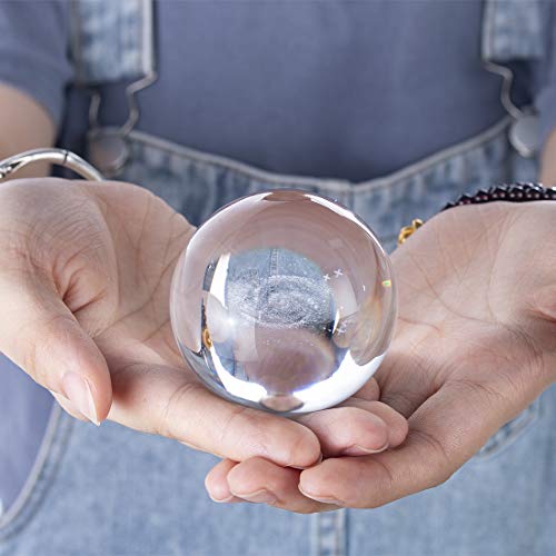 H&D HYALINE & DORA 2.36Inch/60MM Engraved 3D Galaxy Ball Paperweight Crystal Display Globe Full Sphere Glass Paperweight Fengshui with Metal Stand - color: 60mm Galaxy