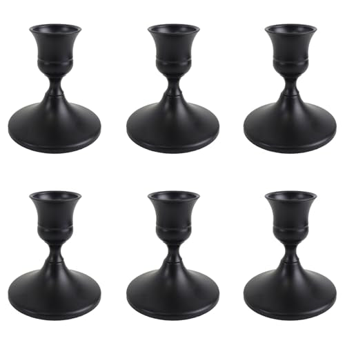Vintage Black Taper Candle Holders Set of 6, Metal Candlestick Holders Elegant Handcrafted Décor for Weddings, Dining & Meditation,Table Centerpiece, Party, Christmas Decoration or Home Decor - color: Black, size: 6PC