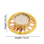 SATVIK 6 Pcs Round Chakra Metal Diya Tea Light Candle Holder | Decorative Oil Lamp for Diwali, Pooja, Mandir & Home Décor | Festival Decoration & Gifting Set with Tea Lights - size: Pack of 6