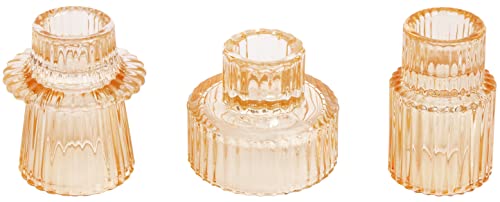 Vixdonos Glass Candlestick Holders Tealight Candle Holders for Table Centerpieces, Wedding Decor and Dinner Party (3 Pcs, Yellow) - color: Yellow, size: 3 Pcs