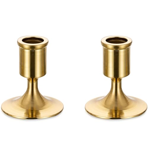 Sziqiqi Gold Candlestick Candle Holders - Decorative Candle Holders for Candlesticks Taper Candles Set of 2 for Dinning Table Fireplace Mantel Home Coffee Decorations - color: Gold-style 1, size: 2 Pcs