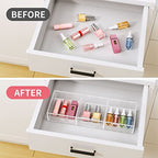 HIIMIEI 3 Section Clear Acrylic Drawer Organizer Tray, Office & Makeup Drawer Organizer (11.8x4.3 inch) - size: 4'' x 12''