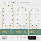 WellSign Wedding Arch Backdrop Stand 6FT, 5FT, 4FT Set of 3 Metal Gold Balloon Arch kit Stand for Ceremony Baby Shower Valentine Engagement Party Event Decoration, Garden Climbing Plant Fram - size: 6FT+5FT+4FT