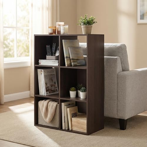 6-Cube Black Storage Rack, Equipped with Hardware Accessories and Installation Instructions. Suitable for Home and Office Can be Placed Horizontally or Vertically. (Espresso)