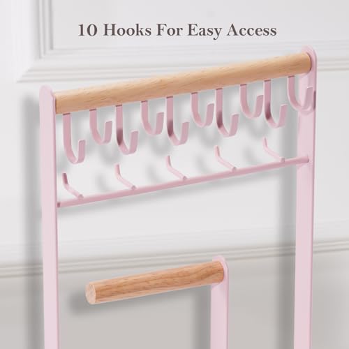 ProCase Cute Jewelry Stand, Aesthetic Jewelry Organizer for Dresser Vanity, Jewelry Holder Display for Necklaces Earrings, Gifts for Teen Girls Women, Bedroom Dorm Decor -Large, Pink - color: Pink, size: 13.4" Height