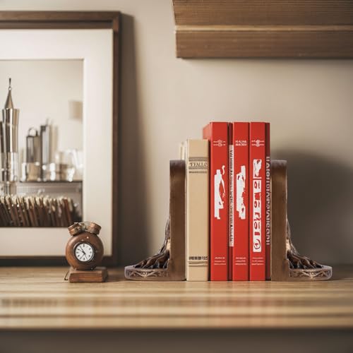 Vintage Bronze Finish Tree of Life Bookends Set, 2 Non-Skid Heavy Bookends for Shelves or Bookcase, Decorative Bookends for Desktop Shelf Decor, Library Office Decor, Home Décor Gift - color: Antique Bronze, size: Small