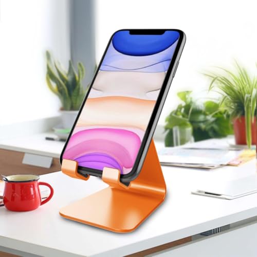 CreaDream Cell Phone Stand, Cradle, Holder, Aluminum Desktop Stand Compatible with Switch, All Smart Phone, iPhone 15 14 13 12 Pro Max Plus Mini Xr X Se 8 SE -Orange - color: Orange