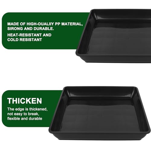 3 Pack 16 Inch Square Plant Saucer, Heavy Duty Plastic Plant Drip Trays for Pots, Durable Flower Pot Saucers for Indoor Outdoor Plants, No Holes Water Catcher Tray for Garden & Home Use, Black - size: 3pcs-16 Inch