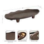 Kate and Laurel Alessia Modern Decorative Scalloped Oval Footed Metal Tray; 14 x 8; Bronze; Transitional Food-Safe Cast Aluminum Pedestal Tray with Rough Texture and Deckled Edge - color: Bronze