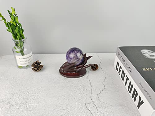 Hand Shape Crystal Ball Stand Sphere Display, Natural Healing Feng Shui Glass Orb Holder Base Statue Decoration, for 30mm-60mm Sphere - style: Hand Shape