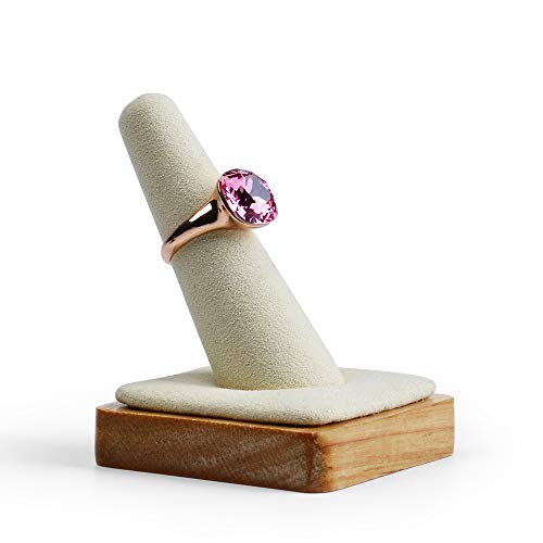 Oirlv Single Finger wooden ring display stand Jewelry Showcase Display Holder (Creamy-white) - color: Creamy-white