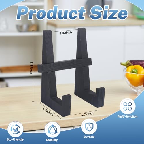 DEBETOOL Wooden Plate Stand for Display - 8.8 Inch Wooden Picture Frame Holder Decorative Tabletop Easel for Plates, Photos, Recipes | Solid Wood Durable & Space-Saving Design