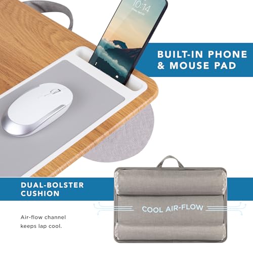 LAPGEAR Home Office Pro Lap Desk with Wrist Rest, Mouse Pad, and Phone Holder - Oak Woodgrain - Fits up to 15.6 Inch Laptops - Style No. 91599 - color: Oak Woodgrain, size: Home Office Pro W/Wrist Rest
