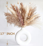 Dried Pampas Grass Decor, 120 PCS Pampas Grass with Bunny Tails Dried Flowers, Reed Grass Bouquet for Wedding, Boho Flowers, Home Table Decor, Rustic Farmhouse Party (White and Brown) - size: 120PCS