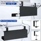 ZhiYo Steel 15.8in Cable Management Under Desk Tray, XL Clamp-On Under Table Cable Tray, No Drill Cord Hider Organizer for Desk, Wire Management Raceway, Black, W4.9in x H5.9in - size: 15.8in XL - Clamp-On