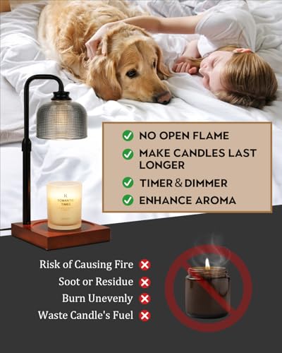 Candle Warmer Lamp with Timer Dimmable, Adjustable Height Candle Warmer,Mothers Day Birthday Gifts for Women Mom House Warming Gifts New Home, Wax Warmer for Jar Candles with 2 Bulbs - color: Gray