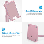 OMOTON Cell Phone Stand, Adjustable Angle Height Desk Phone Dock Holder for iPhone Air/17 Pro Max / 11 Pro/XS Max/XR, Samsung Galaxy S20 / S10 / S9 / S8 and Other Phones (3.5-7.0-Inch), Rose Gold - color: Rosegold