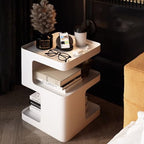 Side Table,Modern end Table,Metal nightstand,Bedside Table,3-Tier Accent Table with Storage for Bedroom,Living Room,Small Space,Couch.No Assembly Required - color: White