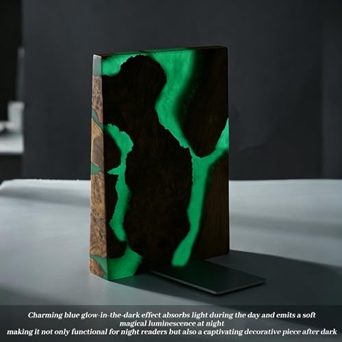 Glow in The Dark Green Resin Bookends, Burl Wood Book Ends for Shelves – Unique Luminous Book Organizer for Office Desk, for Book Lovers (Luminous Green) - color: Luminous Green