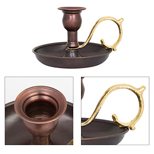 Copper Handmade Candle Holder for Rustic Home Decor with Handle Metal Candle Holders for Pillar Candles Gothic Decor Candlestick Holders (Oxide) - color: Oxide