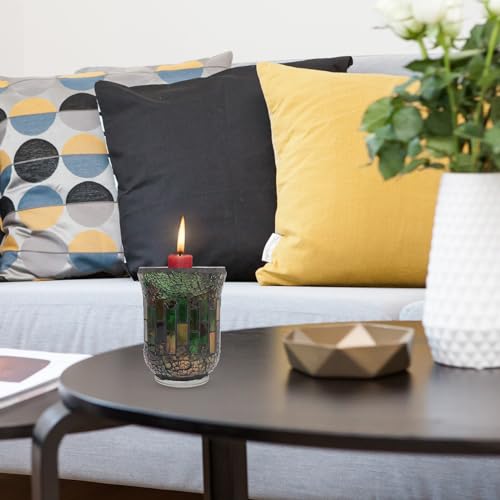 Amosfun Mosaic Candle Holder Stained Glass Home Decoration Table Candlestick Scented Candle Stand Tealight Holders Table Centerpieces