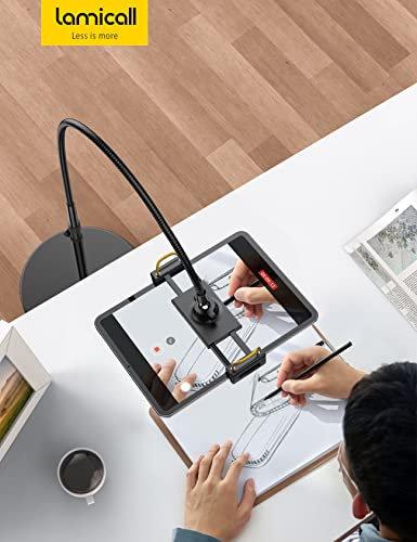 Lamicall Tablet Floor Stand Holder - Gooseneck Tablet Mount for Bed, 63" Adjustable Height & 10.6lb Stable Base, for Gifts: 4.7-13" Tablets, iPad Pro 13/9.7, Air, Mini, Galaxy Tab, Kindle, Phones - color: Black
