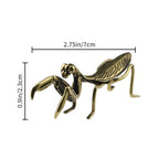 Solid Copper Brass Mantis Small Ornament, Antique Copper Micro Sculpture Tea Pet with Exquisite Details, 1pc