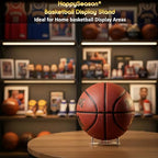 Happyseason 3-Pack Acrylic Football Stand, Basketball Stand with Stainless Steel Rods, Soccer Ball Holder, Volleyball Holder, Round-Edge Rack for Balls, Easy to Assemble (Clear)