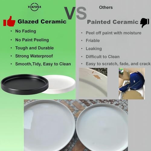 4 Pack Ceramic Plant Saucer Pot Tray 4 Inch, Planter Saucers 4 5 6 7 8 9 10 11 12 13 Inch for Indoors Outdoor, Durable Sturdy Flower Drainage drip Water Tray for Glazed Pots Base ((4.5"/4.1"-Grey) - color: Gray, size: (4.5"/4.1")-4pack