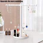 bodkar Jewelry Necklace Organizer Stand,12.9" Tall Sturdy Metal Jewelry Stand with Round Tray for Bracelet Bangles Holder Display,Long Necklace Organizer Holder (white) - color: White