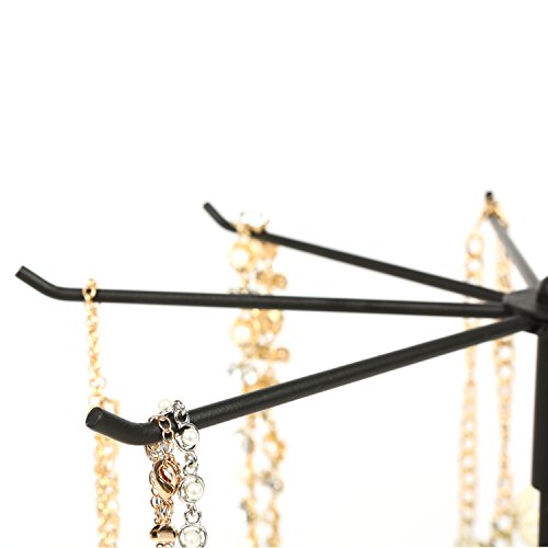 MyGift Black Metal Rotating Necklace and Bracelet Organizer Jewelry Stand with 8 Hooks and Adjustable Height, Multipurpose Accessory Keychain Holder Display Rack for Retail - color: Black (1 Tier)