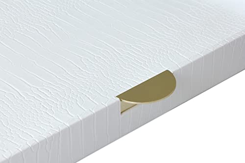 HofferRuffer Extra Large Square Serving Tray, Elegant Faux Leather Ottoman Tray with Gold Hardware Handles, Serve Tea, Coffee or Breakfast in Bed, 23.6 x 23.6 inches, White Large Square - color: White, size: 23.6" x 23.6" x 2"