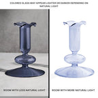 LampLust Taper Candle Holders, Set of 2 Blue Candle Holders, 4.5 & 6.5 in Glass Candle Holder, Fits Standard Taper Candles, Candle Sticks Holder Decor for Table Centerpieces, Coffee Table Decor