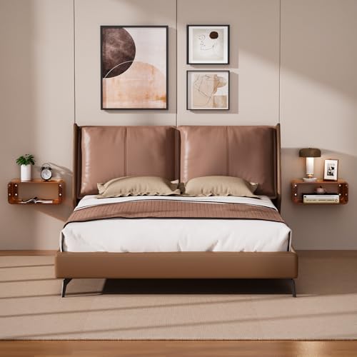 Acrylic Floating Nightstand, Bedside Table, Nightstand Shelf Wall Mounted Bedside Shelf (Dark Brown, Small) - color: Dark Brown