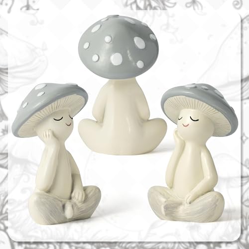 Meditation Mushroom Resin Statue - Cute Meditation Mushroom Statue for Desk Living Room Resin Figurine for Home Patio Office Decoration Cute Plant Statues for Tabletop Garden Backyard Decor - style: Meditation Mushroom C