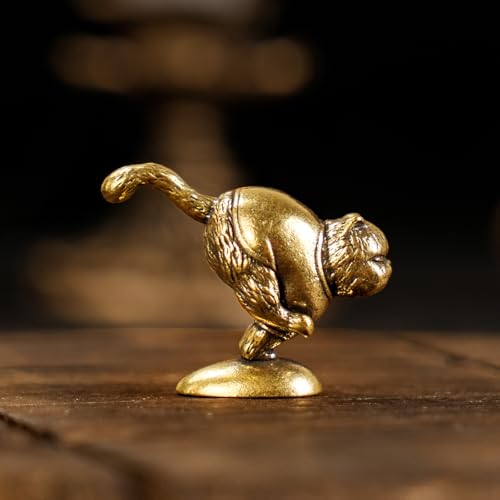 CHOVY Vintage Style Jumping Cat Figurine - 100% Solid Brass Retro Statue | Handcrafted Desk Ornament, Collectible Art Piece for Home & Office Decor | Unique Gift for Cat Lovers - style: Jumping cat
