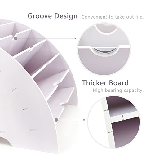 SONGWAY Fan Shaped Desk File Organizer - 6 Compartments File Holder for Desktop, Magazine Rack, Mail Holder, File Sorter, Paper Organizer for Home Office Classroom, White - size: 6 Compartment Fan Shape