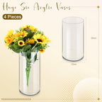Qunclay 4 Pcs Acrylic Flower Vase Plastic Cylinder Vase for Centerpiece Decorative Clear Acrylic Cylinder Containers Break Resistant Round for Home Party Table Deco(5 x 10 Inch) - size: 5 x 10 Inch