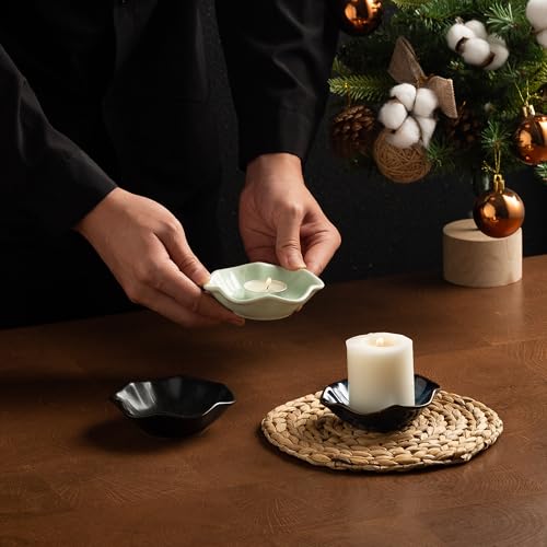 Candle Holders for Pillar Candles, Tealight Candle Holder, Candle Stand, Ceramic Candle Plate Tray, Candle Holder Decor for Dinning, Party, Wedding, Birthday, Anniversary Decorations, 1pack (Green) - color: Green